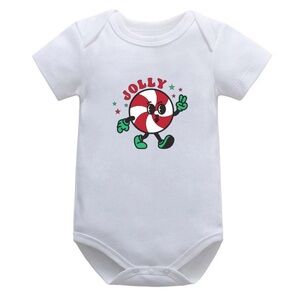 HANDCRAFTED Jolly Candy Holiday Baby Onesie